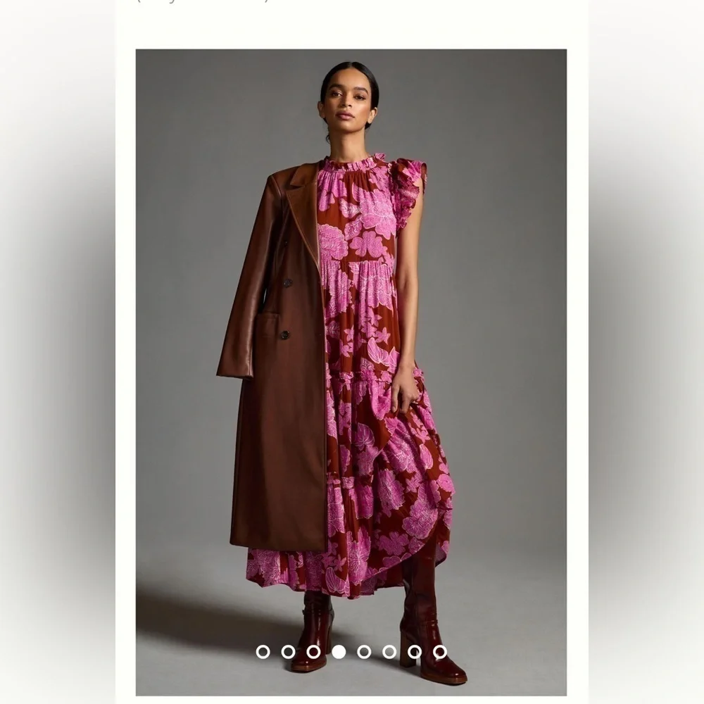 Anthropologie Love the Label tiered pink ruffle pink Dress sz XXS - Picture 4 of 9